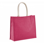 Sac de plage en jute KI0219 - Fuchsia personnalisable - Vue de face