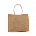 Sac de plage en jute KI0219 - Natural / Gold personnalisable - Vue de face