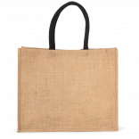 Sac de plage en jute KI0219 - Natural / Black personnalisable - Vue de face