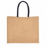 Sac de plage en jute KI0219 - Natural / Navy personnalisable - Vue de face