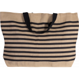 Grand sac fourre-tout en juco KI0228 - Natural / Navy personnalisable - Vue de face