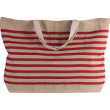 Grand sac fourre-tout en juco KI0228 - Natural / Red personnalisable - Vue de face