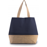 Sac shopping en toiles de coton et jute KI0235 - Patriot Blue / Natural personnalisable - Vue de face