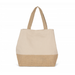 Sac shopping en toiles de coton et jute KI0235 - Light Sand / Natural personnalisable - Vue de face
