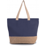 Sac de shopping fourre-tout esprit rustique KI0258 - Patriot Blue / Natural personnalisable - Vue de face