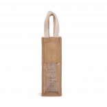 Sac porte-bouteille en jute KI0267 - Natural / Gold personnalisable - Vue de face