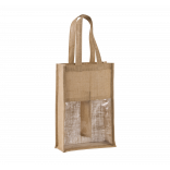 Sac porte-bouteilles en jute KI0268 - Natural personnalisable - Vue de face