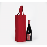 Sac porte-bouteille en coton canvas KI0269 - Cherry Red personnalisable - Vue de face
