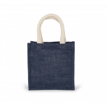 Sac style cabas en toile de jute - petit modèle KI0272 - Midnight Blue personnalisable - Vue de face