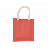 Sac style cabas en toile de jute - petit modèle KI0272 - True Coral personnalisable - Vue de face