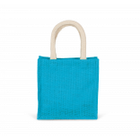 Sac style cabas en toile de jute - petit modèle KI0272 - Turquoise personnalisable - Vue de face