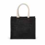 Sac style cabas en toile de jute - modèle moyen KI0273 - Black personnalisable - Vue de face