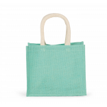 Sac style cabas en toile de jute - modèle moyen KI0273 - Ice Mint personnalisable - Vue de face