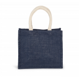 Sac style cabas en toile de jute - modèle moyen KI0273 - Midnight Blue personnalisable - Vue de face