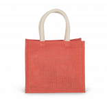 Sac style cabas en toile de jute - modèle moyen KI0273 - True Coral personnalisable - Vue de face