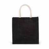 Sac style cabas en toile de jute - grand modèle KI0274 - Black personnalisable - Vue de face