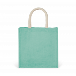 Sac style cabas en toile de jute - grand modèle KI0274 - Ice Mint personnalisable - Vue de face