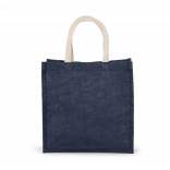 Sac style cabas en toile de jute - grand modèle KI0274 - Midnight Blue personnalisable - Vue de face