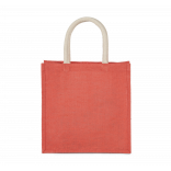 Sac style cabas en toile de jute - grand modèle KI0274 - True Coral personnalisable - Vue de face
