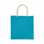 Sac style cabas en toile de jute - grand modèle KI0274 - Turquoise personnalisable - Vue de face