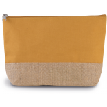 Pochette en toiles de coton et jute KI0276 - Cumin Yellow / Natural personnalisable - Vue de face