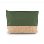 Pochette en toiles de coton et jute KI0276 - Dusty Light Green / Natural personnalisable - Vue de face