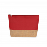 Pochette en toiles de coton et jute KI0276 - Arandano Red / Natural personnalisable - Vue de face