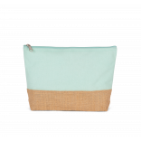 Pochette en toiles de coton et jute KI0276 - Ice Mint / Natural personnalisable - Vue de face