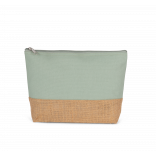 Pochette en toiles de coton et jute KI0276 - Sage / Natural personnalisable - Vue de face