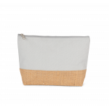 Pochette en toiles de coton et jute KI0276 - Snow Grey / Natural personnalisable - Vue de face