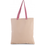 Sac shopping plat en toile avec poignées contrastées KI0277 - Natural / Dark Pink personnalisable - Vue de face