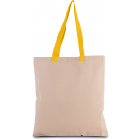 Sac shopping plat en toile avec poignées contrastées KI0277 - Natural / Yellow personnalisable - Vue de face