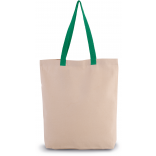 Sac shopping à soufflet avec poignées contrastées KI0278 - Natural / Kelly Green personnalisable - Vue de face