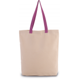Sac shopping à soufflet avec poignées contrastées KI0278 - Natural / Radiant Orchid personnalisable - Vue de face