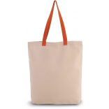 Sac shopping à soufflet avec poignées contrastées KI0278 - Natural / Spicy Orange personnalisable - Vue de face
