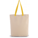 Sac shopping à soufflet avec poignées contrastées KI0278 - Natural / Yellow personnalisable - Vue de face