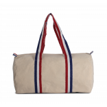 Sac fourre-tout en toile de coton KI0632 - Natural / Striped Reflex Blue / White / French Red personnalisable - Vue de f