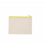 Pochette en coton canvas - modèle moyen KI0721 - Natural / Fluorescent Yellow personnalisable - Vue de face