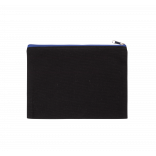 Pochette en coton canvas - grand modèle KI0722 - Black / Royal Blue personnalisable - Vue de face