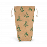 Porte-bouteille avec motifs de Noël KI0726 - Natural / Dark Green personnalisable - Vue de face