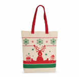 Sac shopping avec motifs de Noël KI0733 - Natural personnalisable - Vue de face