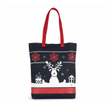 Sac shopping avec motifs de Noël KI0733 - Night Navy personnalisable - Vue de face