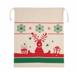 Sac avec cordon motifs de Noël KI0735 - Natural personnalisable - Vue de face