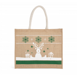 Sac shopping avec motifs de Noël KI0736 - Natural / White personnalisable - Vue de face
