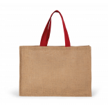 Sac shopping XL KI0743 - Natural / Cherry Red personnalisable - Vue de face