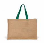 Sac shopping XL KI0743 - Natural / Kelly Green personnalisable - Vue de face