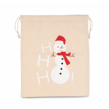 Sac coton à cordon motif bonhomme de neige KI0745 - Natural personnalisable - Vue de face