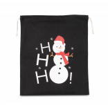 Sac coton à cordon motif bonhomme de neige KI0745 - Black personnalisable - Vue de face