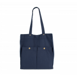 Sac à main à double poche frontale KI3215 - Washed Navy personnalisable - Vue de face