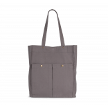 Sac à main à double poche frontale KI3215 - Washed Steeple Grey personnalisable - Vue de face